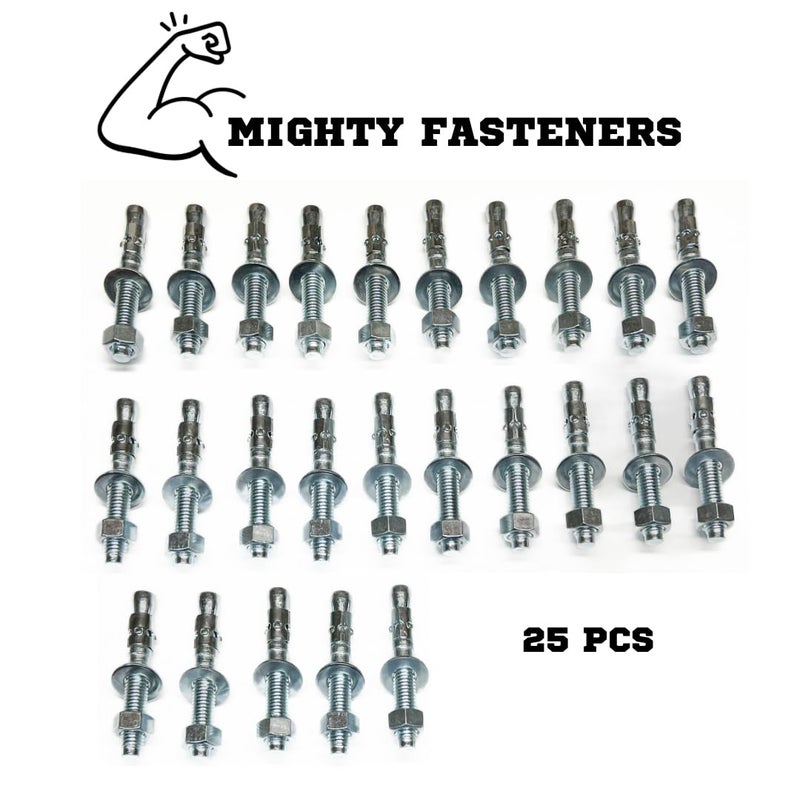 MIGHTY FASTENERS Zinc-Plated Steel Wedge Anchors, 1/4"" X 3"" - Heavy-Duty Mounting Bolts for Concrete - 25 Pack - Image 3